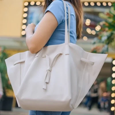 CERES Ivory White Tote Bag - KLUG Tas Wanita Kerja Recycled Vegan Leather